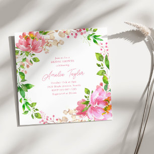 Invitation Couronne de pivoines aquarelle rose pour la fête d