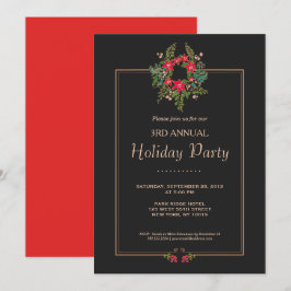 Invitation Couronne de poinsettia élégante Fête de vacances n