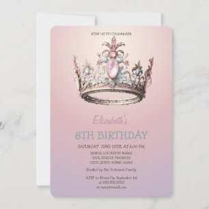 Invitation Couronne de princesse chic pailletée Anniversaire