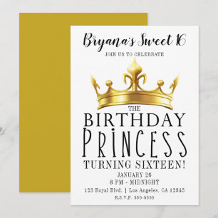Invitation Couronne de princesse d'anniversaire Diadème royal