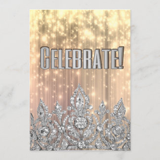 Invitation Couronne de Princesse en Or et Argent de Célébrati