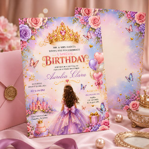 Invitation Couronne de princesse enchantée pour l'anniversair