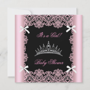 Invitation Couronne de princesse fille Baby Shower rose lace 
