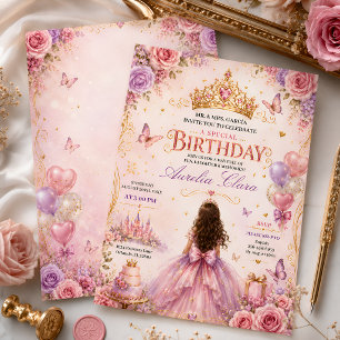 Invitation Couronne de Princesse Florale Anniversaire