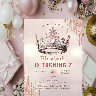 Invitation Couronne de princesse paillettes gouttes Bokeh Ann