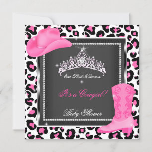Invitation Couronne de princesse pour Baby Shower Fille Rose