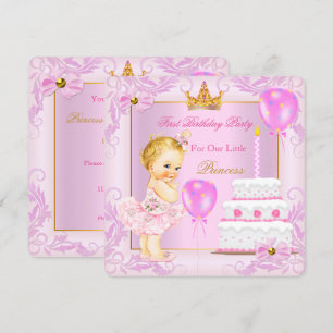 Invitation Couronne de princesse pour premier anniversaire fi