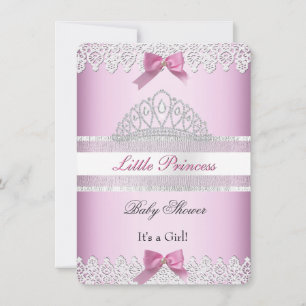 Invitation Couronne de princesse rose blanche pour Baby Showe