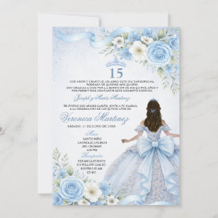 Invitation Couronne de Quinceañera 15 Ans Mis Quince Bleu Pou