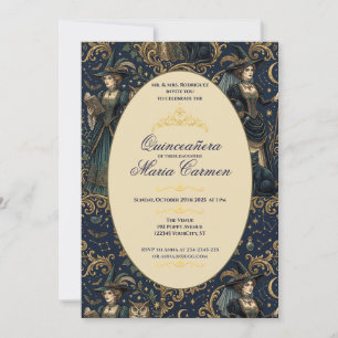 Invitation Couronne de Quinceanera Académie sombre mystique