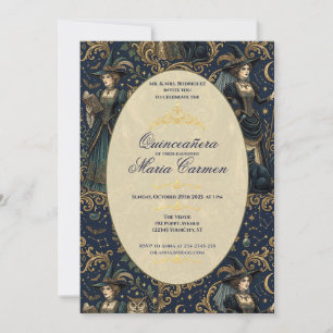 Invitation Couronne de Quinceanera Académie sombre mystique