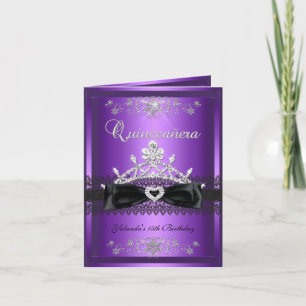 Invitation Couronne de Quinceanera en carton plié violet pail
