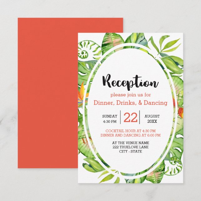 Invitation Couronne de réception de mariage sur l'île de la f (Devant / Derrière)