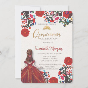 Invitation Couronne de robe de fête mexicaine Quinceañera