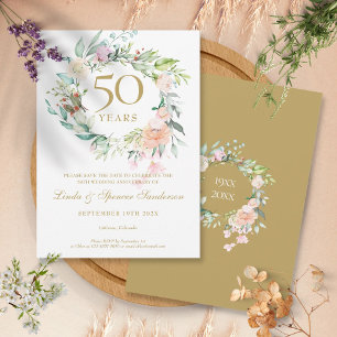 Invitation Couronne de roses 50e anniversaire Enregistrez la