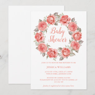 Invitation Couronne de roses rouges romantiques et élégantes