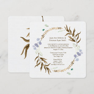 Invitation Couronne de Rustic Botanicals pour la réception un