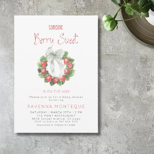 Invitation Couronne de sauge douce aux fruits ruban vert bébé