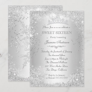 Invitation Couronne de Silver Winter Wonderland pour Sweet 16
