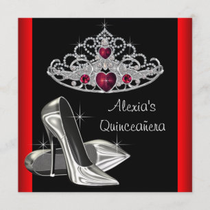 Invitation Couronne de talons hauts Rouge Noir Quinceanea