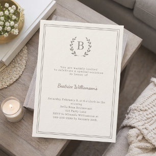 Invitation Couronne de taupe ivoire étape de luxe sans âge