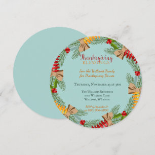 Invitation Couronne de Thanksgiving Bleue