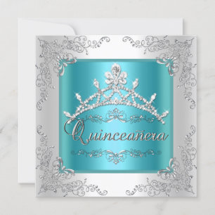 Invitation Couronne de Tiare Argent Bleu Canard pour les 15 A