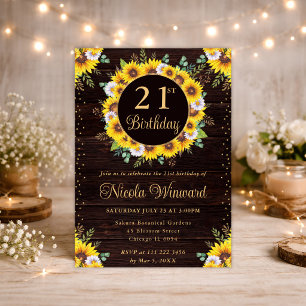 Invitation Couronne de tournesols aquarelle rustique Annivers