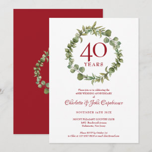 Invitation Couronne de verdure de la forêt pour le 40e annive