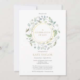 Invitation Couronne de verdure élégante Célébration dorée de 