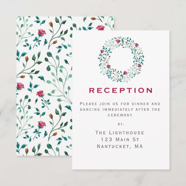 Invitation Couronne de verdure rustique | Carton d'invitation (Devant / Derrière)