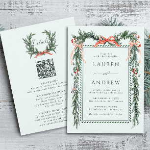 Invitation Couronne de verts hivernaux Mariage Tout en Un Men