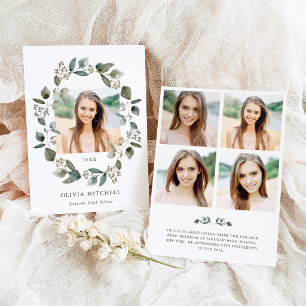 Invitation Couronne d'eucalyptus Grille de photos multiples