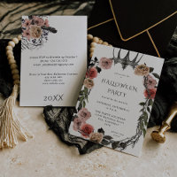 Couronne d'Halloween Rose & Fleurs Noires Fête - B