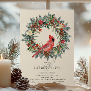 Invitation Couronne d'hiver Cardinal Rouge pour une fête de 1