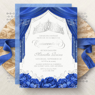 Invitation Couronne Diadème Royal Bleu Quinceanera