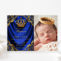 Couronne d'Or Bleu Royal Petit Prince Baptême