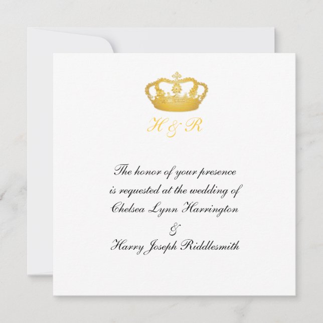 Invitation Couronne d'Or Mariage Royal (Devant)
