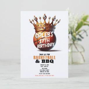 Invitation Couronne d'or Roi du Basketball Photo Anniversaire