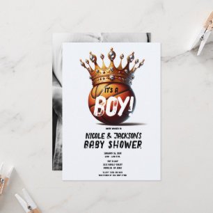 Invitation Couronne d'or Roi du Basketball Photo Baby Shower