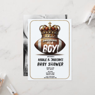 Invitation Couronne d'or roi du football Photo Baby Shower