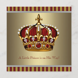 Invitation Couronne d'or rouge Little Prince Garçon Baby Show
