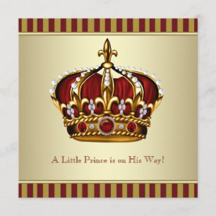 Invitation Couronne d'or rouge Little Prince Garçon Baby Show