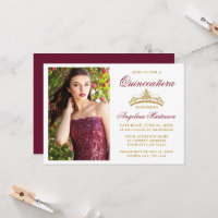 Couronne dorée élégante moderne Burgundy Quinceane