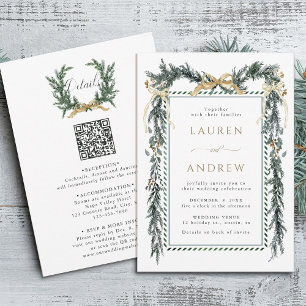 Invitation Couronne dorée et guirlande de verdure Mariage tou