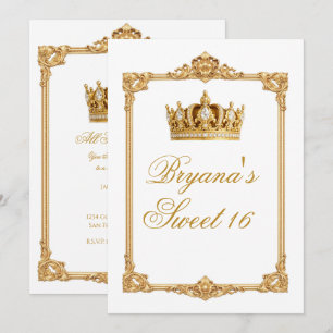 Invitation Couronne en or Couronne royale Fête d'anniversaire