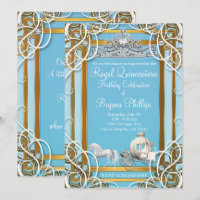 Couronne et Carrosse Princesse Or Bleu Quinceañera