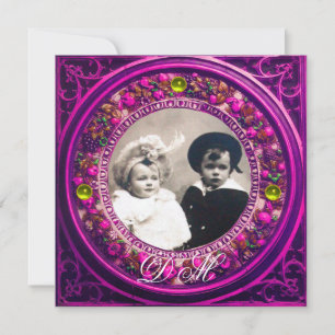 INVITATION COURONNE FLEURIE ROSE RENAISSANCE FLORENTINE MONOG