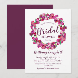 Invitation Couronne florale aquarelle rose pour douche de mar