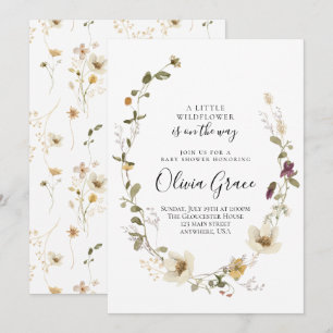 Invitation Couronne florale bohème de fleurs sauvages pour ba